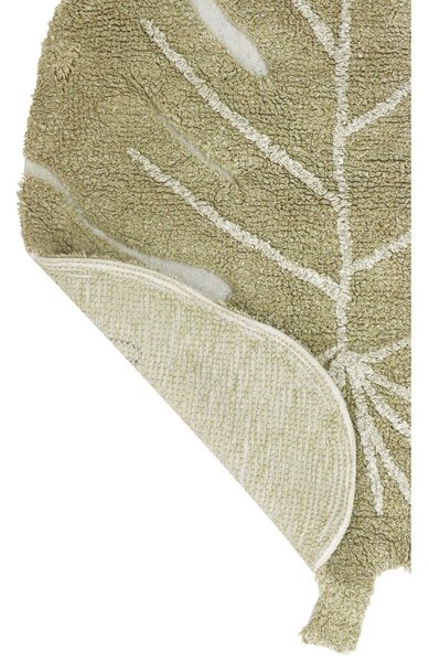 Khaki pratelný ručně tkaný bavlněný dětský koberec 75x100 cm Mini Monstera Olive – Lorena Canals