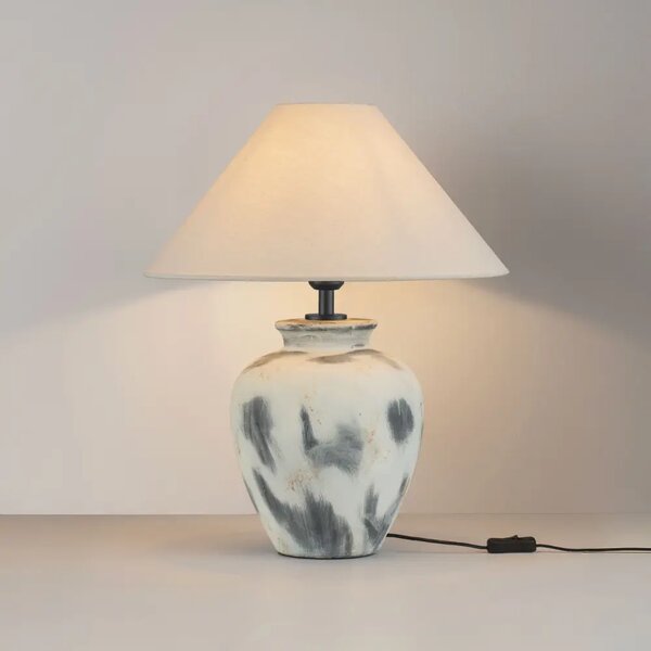 Nova Luce Béžovošedá keramická stolní lampa Lupe