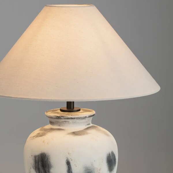 Nova Luce Béžovošedá keramická stolní lampa Lupe
