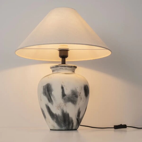 Nova Luce Béžovošedá keramická stolní lampa Lupe