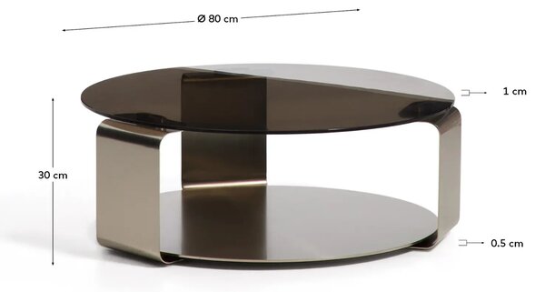 Kave Home Hnědý skleněný konferenční stolek Dolven Ø80cm