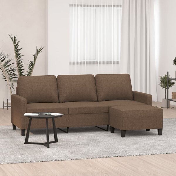 3místná pohovka s podnožkou hnědá 180 cm textil 3201040