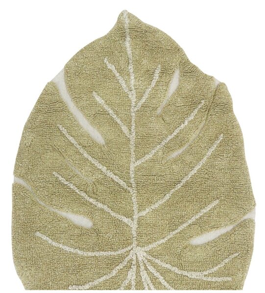 Khaki pratelný ručně tkaný bavlněný dětský koberec 75x100 cm Mini Monstera Olive – Lorena Canals