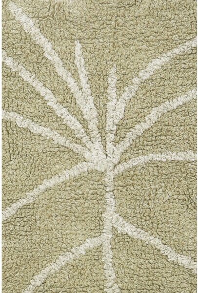 Khaki pratelný ručně tkaný bavlněný dětský koberec 75x100 cm Mini Monstera Olive – Lorena Canals