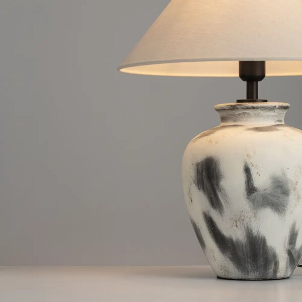 Nova Luce Béžovošedá keramická stolní lampa Lupe