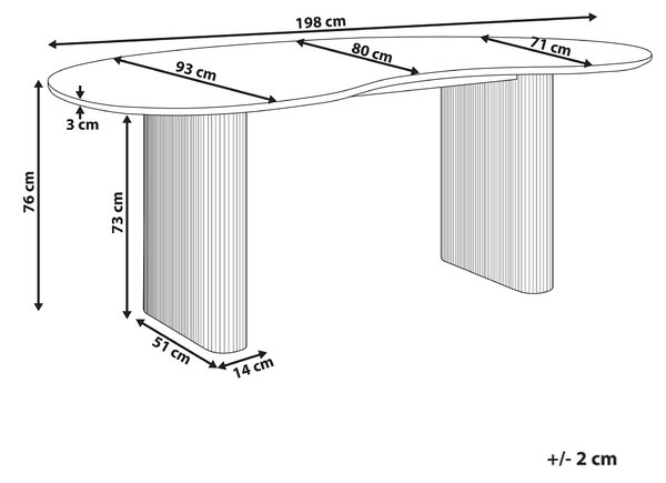 Jídelní stůl PEERY Bílá 198 cm 93 cm