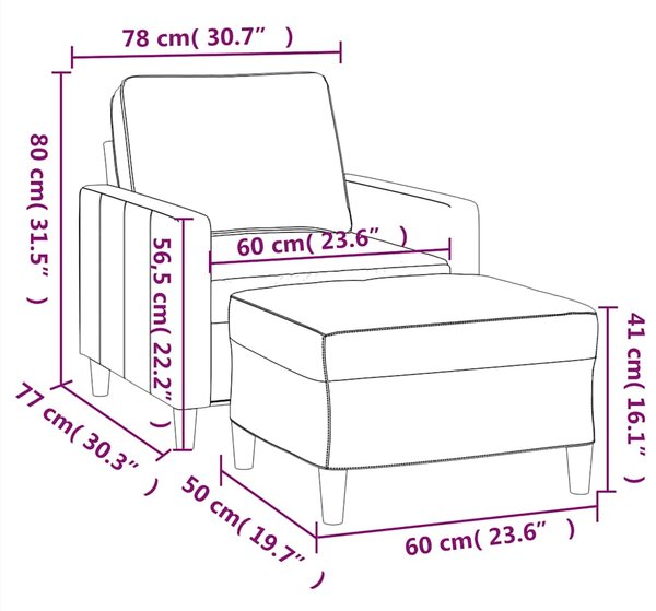 Křeslo s podnožkou žluté 60 cm samet 3201051