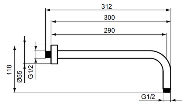 Ideal Standard Idealrain - Sprchové rameno na zeď 300 mm, chrom B9444AA