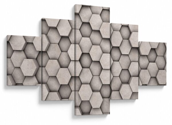 Obraz - Hexagony v betonovém designu (125x70 cm)