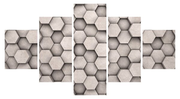 Obraz - Hexagony v betonovém designu (125x70 cm)
