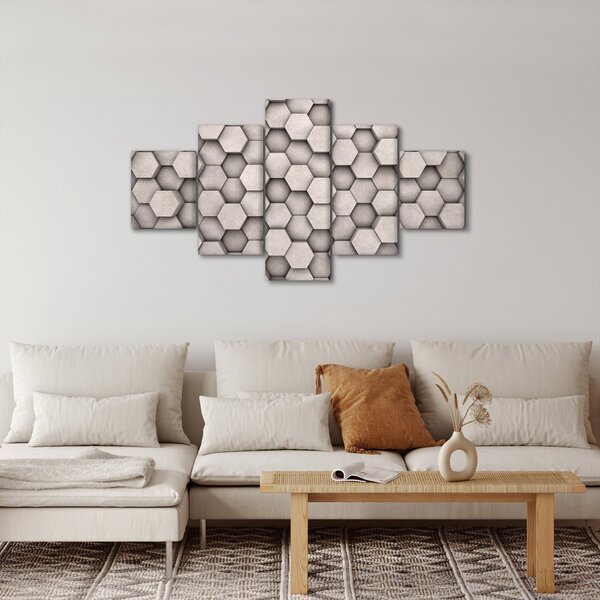 Obraz - Hexagony v betonovém designu (125x70 cm)