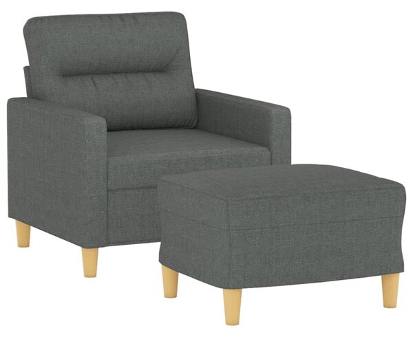 Křeslo s podnožkou tmavě šedé 60 cm textil 3201066