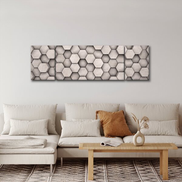 Obraz - Hexagony v betonovém designu (170x50 cm)