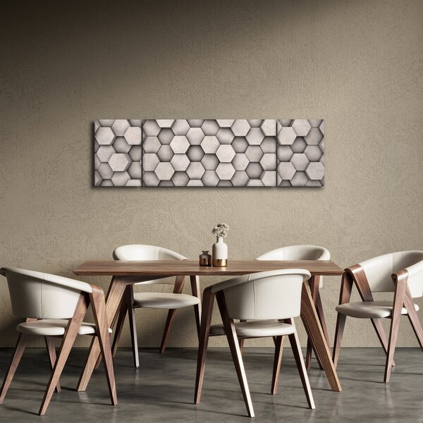 Obraz - Hexagony v betonovém designu (170x50 cm)