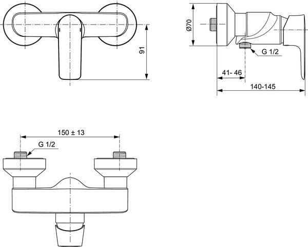 Ideal Standard Connect Air - Sprchová baterie nástěnná, chrom A7032AA