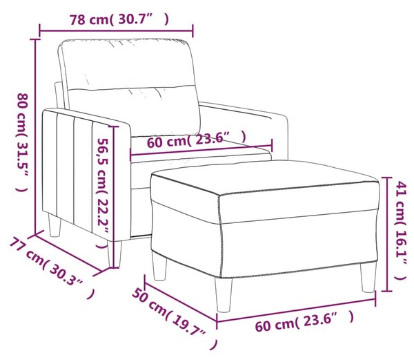 Křeslo s podnožkou vínové 60 cm textil 3201071