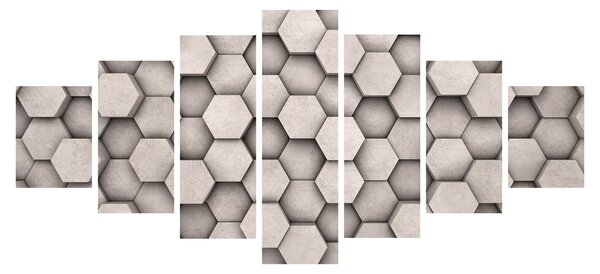 Obraz - Hexagony v betonovém designu (210x100 cm)