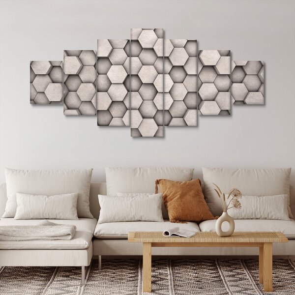 Obraz - Hexagony v betonovém designu (210x100 cm)