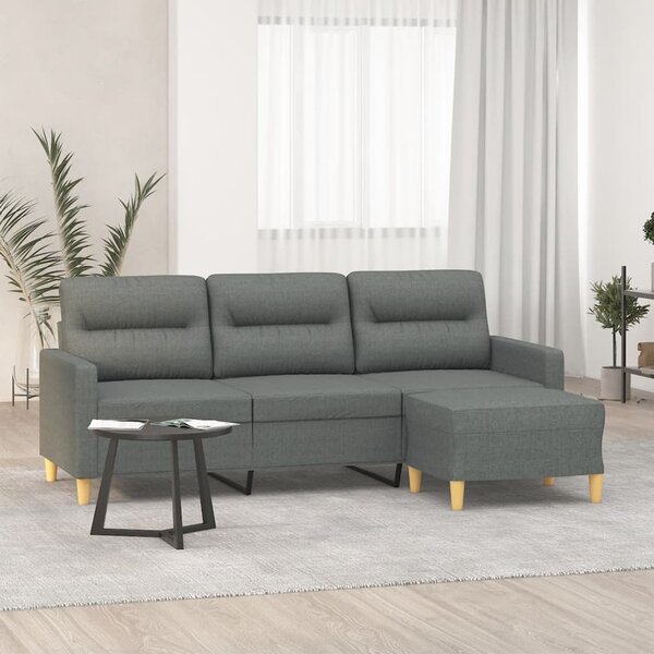 3místná pohovka s podnožkou tmavě šedá 180 cm textil 3201074