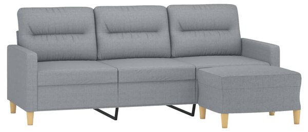 3místná pohovka s podnožkou světle šedá 180 cm textil 3201073