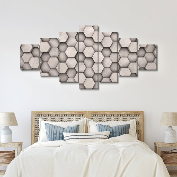 Obraz - Hexagony v betonovém designu (210x100 cm)