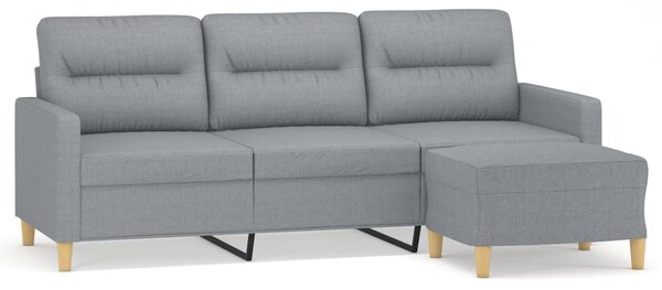 3místná pohovka s podnožkou světle šedá 180 cm textil 3201073