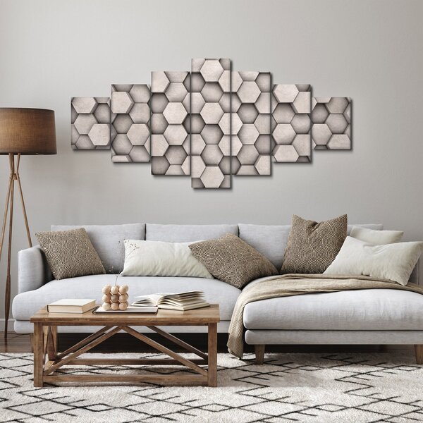 Obraz - Hexagony v betonovém designu (210x100 cm)