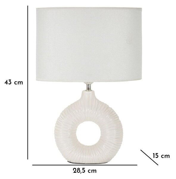 Bílá keramická stolní lampa s textilním stínidlem (výška 43 cm) Seta – Mauro Ferretti