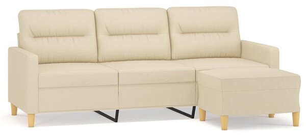 3místná pohovka s podnožkou krémová 180 cm textil 3201075