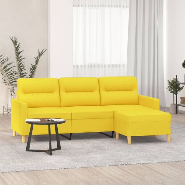 3místná pohovka s podnožkou světle žlutá 180 cm textil 3201078