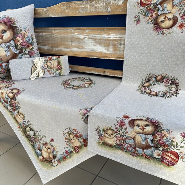 Velikonoční gobelínový ubrus na stůl Eden 1360 GR Barva Vícebarevná Rozměry 45x140 cm