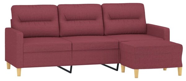 3místná pohovka s podnožkou vínová 180 cm textil 3201079