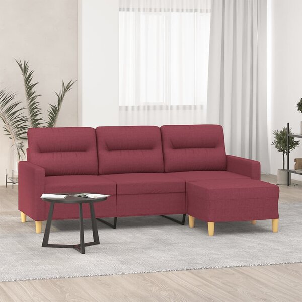 3místná pohovka s podnožkou vínová 180 cm textil 3201079