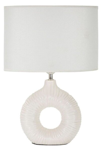 Bílá keramická stolní lampa s textilním stínidlem (výška 43 cm) Seta – Mauro Ferretti