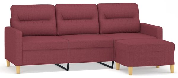 3místná pohovka s podnožkou vínová 180 cm textil 3201079