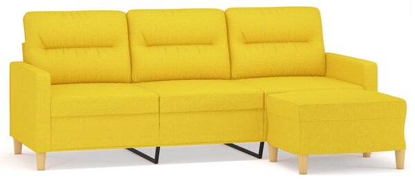 3místná pohovka s podnožkou světle žlutá 180 cm textil 3201078