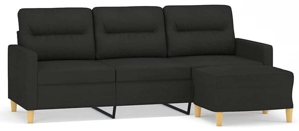 3místná pohovka s podnožkou černá 180 cm textil 3201077
