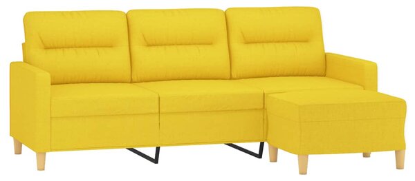 3místná pohovka s podnožkou světle žlutá 180 cm textil 3201078