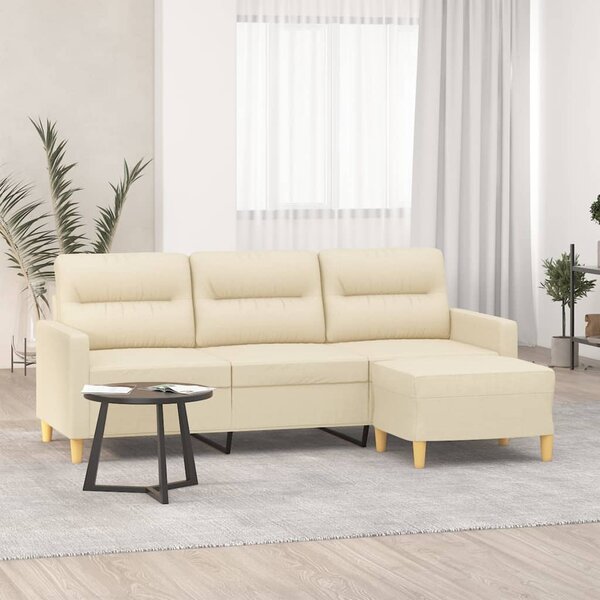 3místná pohovka s podnožkou krémová 180 cm textil 3201075