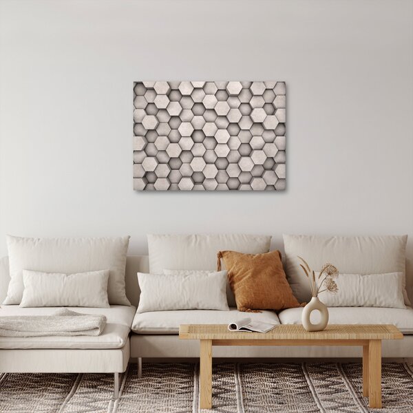 Obraz - Hexagony v betonovém designu (70x50 cm)