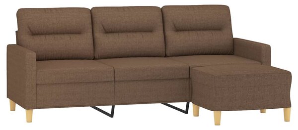 3místná pohovka s podnožkou hnědá 180 cm textil 3201076
