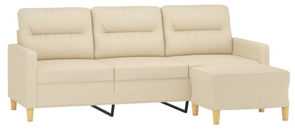 3místná pohovka s podnožkou krémová 180 cm textil 3201075