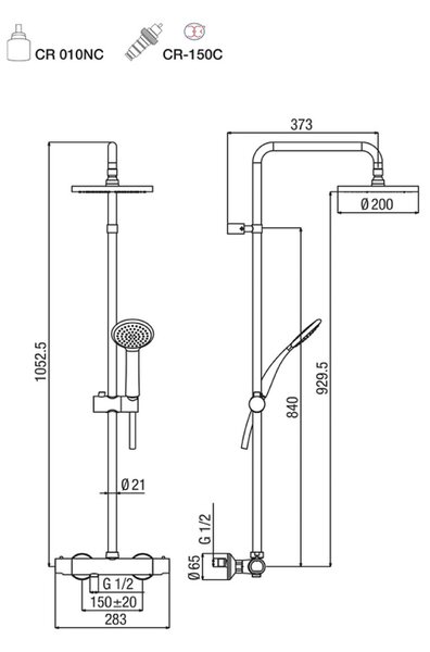 Alpi Joy - Sprchový systém s termostatickou baterií, chrom JO97RP2151CR