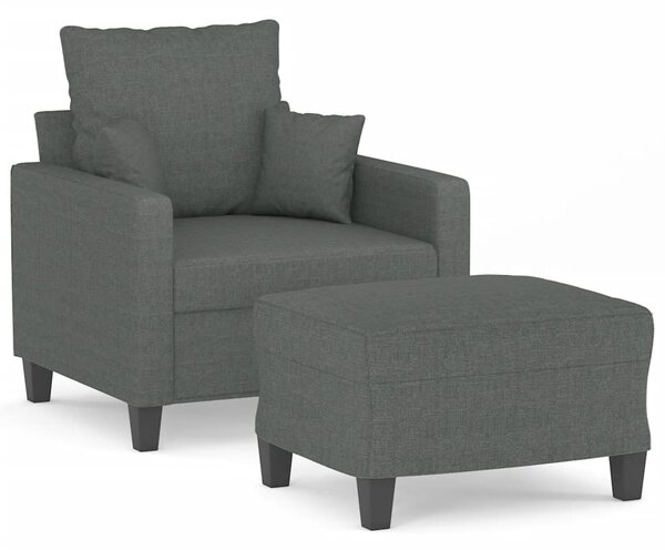 Křeslo s podnožkou tmavě šedé 60 cm textil 3201082