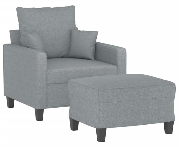 Křeslo s podnožkou světle šedé 60 cm textil 3201081