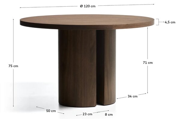 Kave Home Ořechový jídelní stůl Nealy Ø120 cm