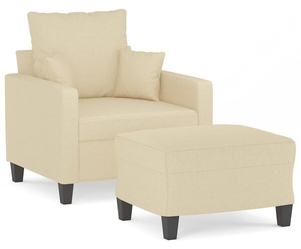 Křeslo s podnožkou krémové 60 cm textil 3201083