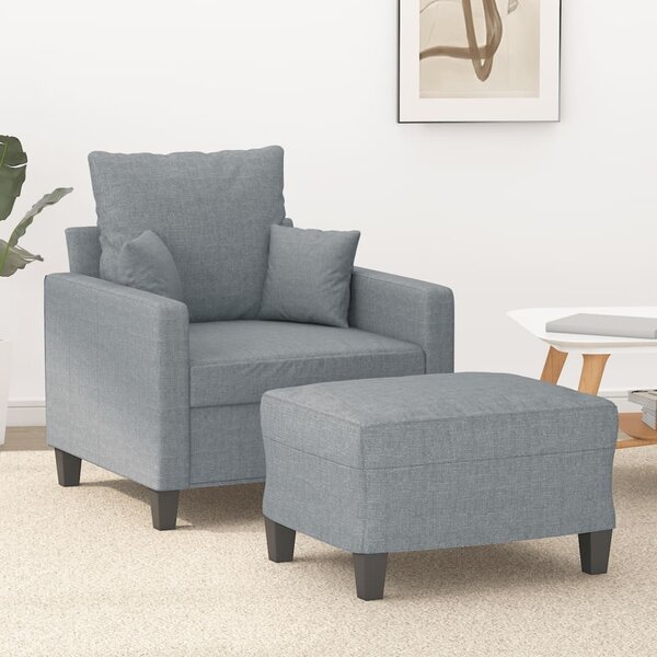 Křeslo s podnožkou světle šedé 60 cm textil 3201081