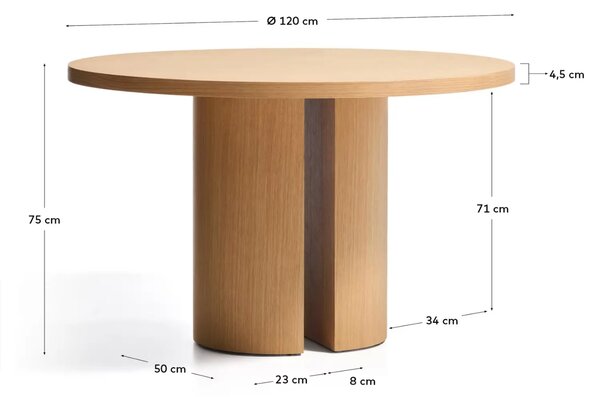 LÉTO -15% Kave Home Dubový jídelní stůl Nealy Ø120 cm