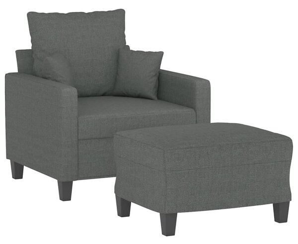 Křeslo s podnožkou tmavě šedé 60 cm textil 3201082